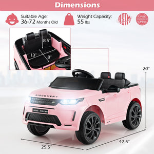 12V Kids Ride On Car with Remote Control Lockable Doors Slow Start System and LED Lights-Pink view 5
