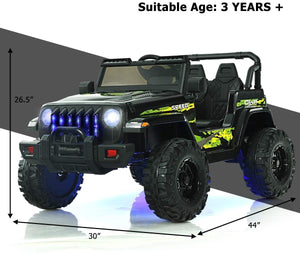 12V Kids Ride-on Jeep Car with 2.4 G Remote Control-Black & Green view 4