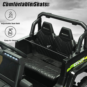12V Kids Ride-on Jeep Car with 2.4 G Remote Control-Black & Green view 7