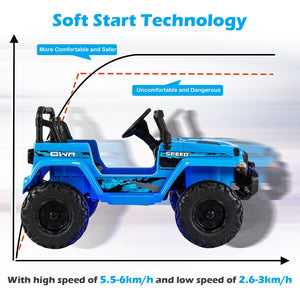 12V Kids Ride-on Jeep Car with 2.4 G Remote Control-Blue view 8