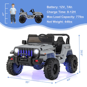 12V Kids Ride-on Jeep Car with 2.4 G Remote Control-Gray view 3