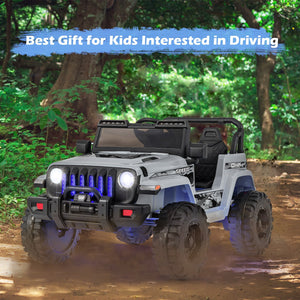 12V Kids Ride-on Jeep Car with 2.4 G Remote Control-Gray view 4
