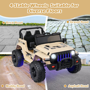 12V Kids Ride-on Jeep Car with 2.4 G Remote Control-Khaki view 9