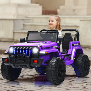 12V Kids Ride-on Jeep Car with 2.4 G Remote Control-Purple view 2
