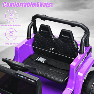 12V Kids Ride-on Jeep Car with 2.4 G Remote Control-Purple view 5