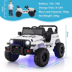 12V Kids Ride-on Jeep Car with 2.4 G Remote Control-White view 4