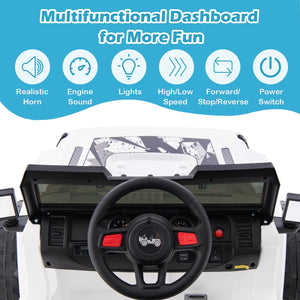 12V Kids Ride-on Jeep Car with 2.4 G Remote Control-White view 5