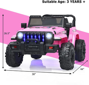 12V Kids Ride-on Jeep Car with 2.4 G Remote Control-Pink view 4