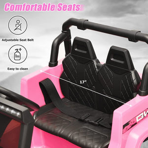 12V Kids Ride-on Jeep Car with 2.4 G Remote Control-Pink view 7