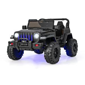 12V Kids Ride-on Jeep Car with 2.4 G Remote Control-Solid Black view 3