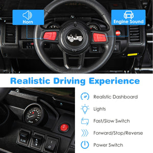 12V Kids Ride-on Jeep Car with 2.4 G Remote Control-Solid Black view 7