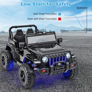 12V Kids Ride-on Jeep Car with 2.4 G Remote Control-Solid Black view 8