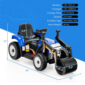 12V Kids Ride on Road Roller with 2.4G Remote Control-Blue view 4