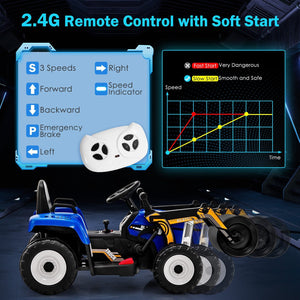 12V Kids Ride on Road Roller with 2.4G Remote Control-Blue view 5