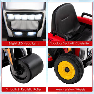 12V Kids Ride on Road Roller with 2.4G Remote Control-Red view 9