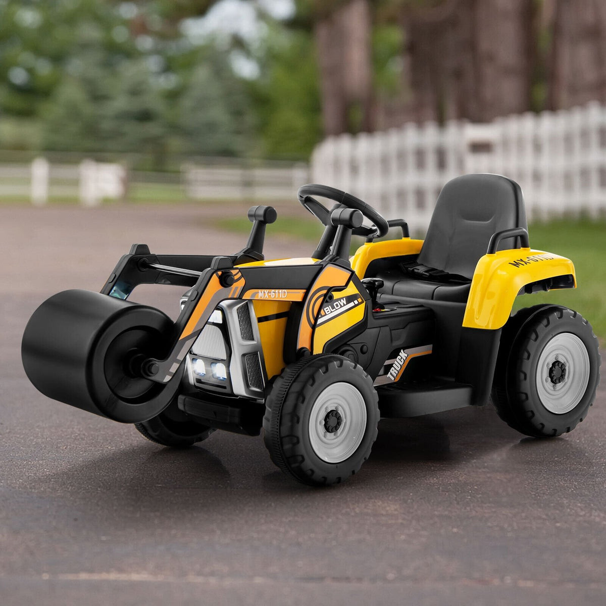 12V Kids Ride on Road Roller with 2.4G Remote Control-Yellow view 2