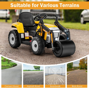 12V Kids Ride on Road Roller with 2.4G Remote Control-Yellow view 3