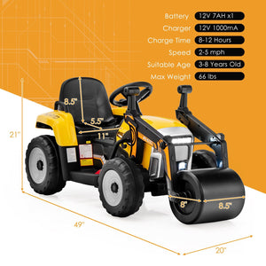 12V Kids Ride on Road Roller with 2.4G Remote Control-Yellow view 4