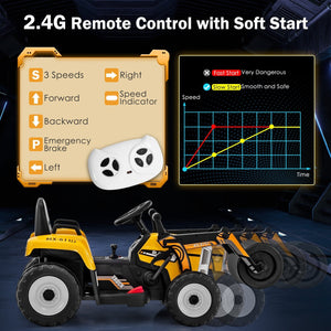 12V Kids Ride on Road Roller with 2.4G Remote Control-Yellow view 5