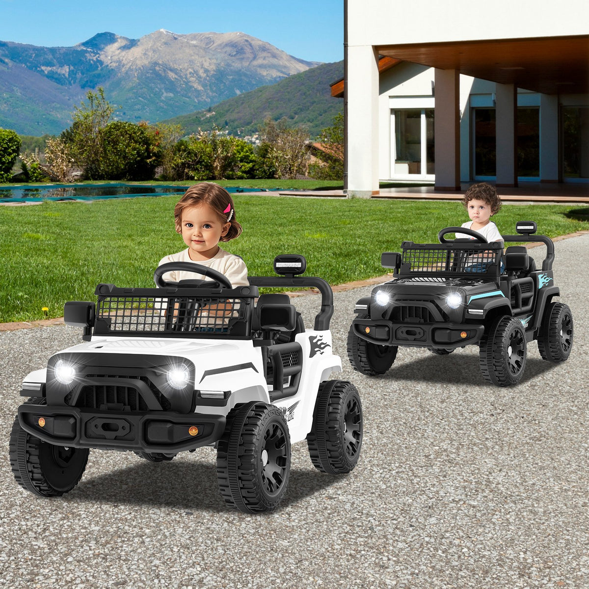 12V Kids Ride on Truck Car Battery Powered Electric Vehicle-White view 2