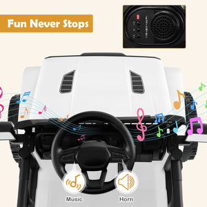 12V Kids Ride on Truck Car Battery Powered Electric Vehicle-White view 6