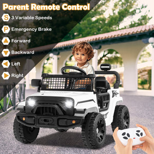 12V Kids Ride on Truck Car Battery Powered Electric Vehicle-White view 8