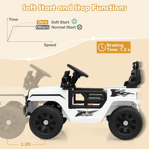 12V Kids Ride on Truck Car Battery Powered Electric Vehicle-White view 9