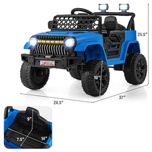 12V Kids Ride on Truck Car with Parental Remote and Music Player-Navy view 4