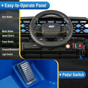 12V Kids Ride on Truck Car with Parental Remote and Music Player-Navy view 9
