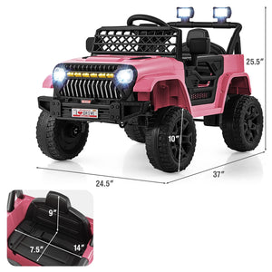 12V Kids Ride on Truck Car with Parental Remote and Music Player-Pink view 4