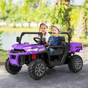 12V 2-Seater Kids Ride On Dump Truck with Dump Bed and Shovel-Purple view 2