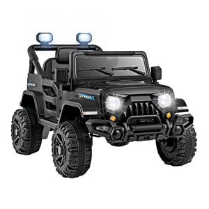 12V Kids Ride on Truck Car with Remote Control Threaded Wheels and 3 Speeds-Black