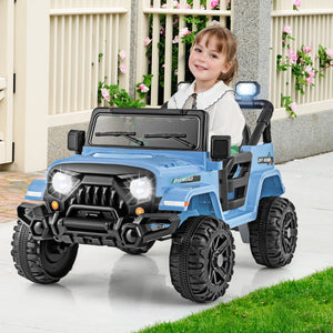 12V Kids Ride on Truck Car with Remote Control Threaded Wheels and 3 Speeds-Navy view 3