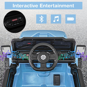 12V Kids Ride on Truck Car with Remote Control Threaded Wheels and 3 Speeds-Navy view 6