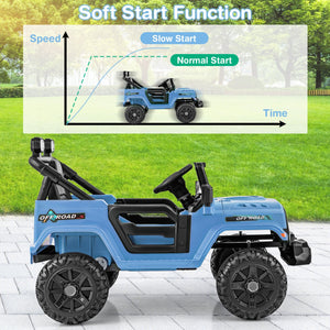 12V Kids Ride on Truck Car with Remote Control Threaded Wheels and 3 Speeds-Navy view 7