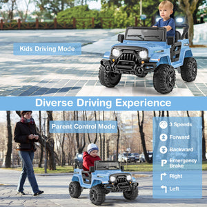 12V Kids Ride on Truck Car with Remote Control Threaded Wheels and 3 Speeds-Navy view 8
