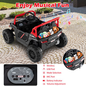 12V Kids Ride on Truck Off-Road UTV with Parental Remote and Lights-Black view 7