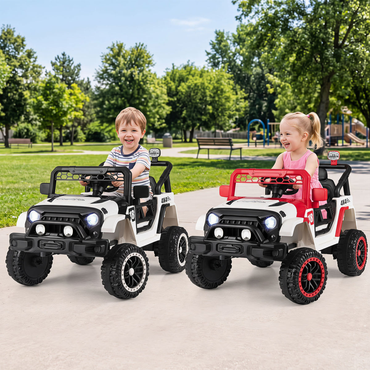 12V Kids Ride on Truck with Remote Control and 3 Speeds-Red view 2