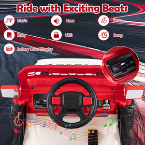 12V Kids Ride on Truck with Remote Control and 3 Speeds-Red view 7
