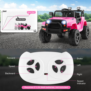 12V Kids Ride On Truck with Remote Control and Headlights-Pink view 8
