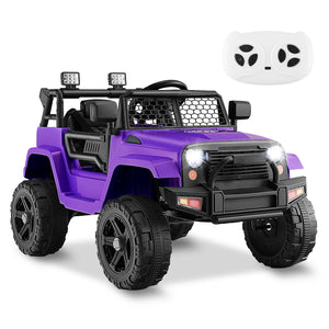 12V Kids Ride On Truck with Remote Control and Headlights-Purple view 3