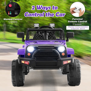 12V Kids Ride On Truck with Remote Control and Headlights-Purple view 5