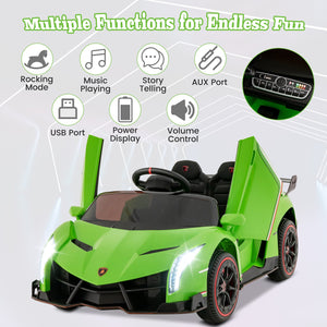 12V Licensed Lamborghini 4WD Kids Ride-on Sports Car with 2.4G Remote-Green view 6