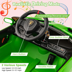 12V Licensed Lamborghini 4WD Kids Ride-on Sports Car with 2.4G Remote-Green view 7