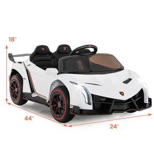 12V Licensed Lamborghini 4WD Kids Ride-on Sports Car with 2.4G Remote-White view 4