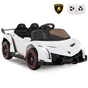 12V Licensed Lamborghini 4WD Kids Ride-on Sports Car with 2.4G Remote-White view 5
