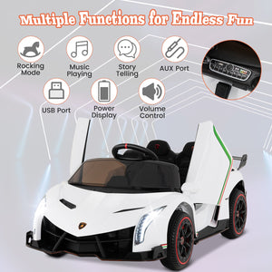 12V Licensed Lamborghini 4WD Kids Ride-on Sports Car with 2.4G Remote-White view 8