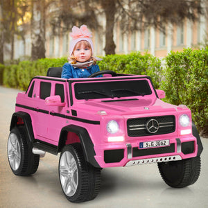 12V Licensed Mercedes-Benz Kids Ride On Car-Pink view 2