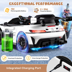12V Kids Ride-On Car Mercedes-AMG GT3 Licensed with Adjustable Speed-White view 6