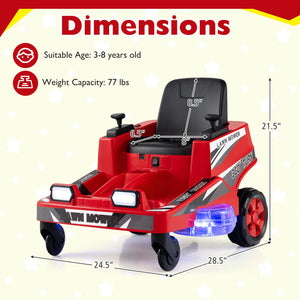 12V Ride on Lawn Mower for Kids with Dual Control Sticks and LED Lights-Red view 4